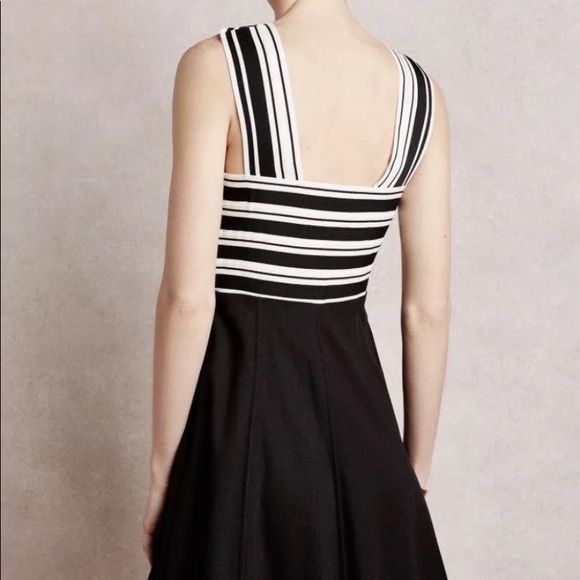 Anthro Maeve Bandage Stripe High Neck A-Line Flare Dress - Picture 5 of 7